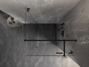 Mexen Lunar T výklopný sprchový kút pravý 110 x 110 cm, číre sklo, čierna matná, 834T-110-110-70-00-P