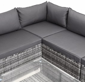 InternetovaZahrada Záhradný ratanový set XXL - sivá/antracit podušky