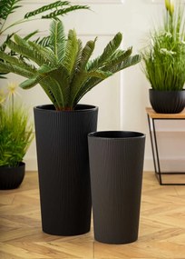 PLASTOVÝ KVETINÁČ URBANIKA ECO SADA 2KS 57X30 CM+46,6X25,5 CM ČIERNA