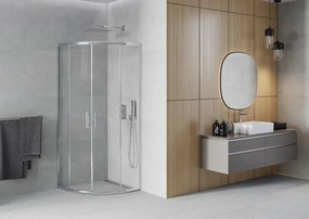 Mexen Rio, štvrťkruhový sprchovací kút s posuvnými dverami 70(dvere) x 70(dvere) x 190 cm, 6mm číre sklo, chrómový profil, 863-070-070-01-00