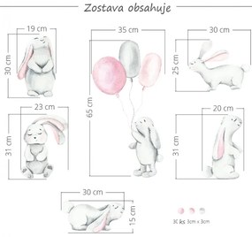 Nálepka na stenu Pastelové zajačiky, pink