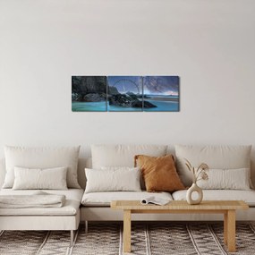 Obraz pláže (s hodinami) (90x30 cm)