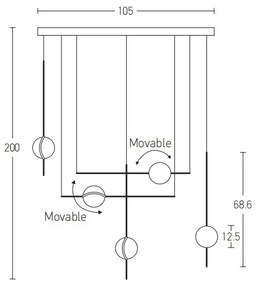 Zambelis 2001 - LED Luster na lanku LED/38W/230V