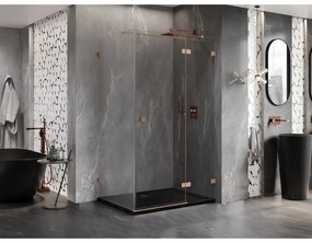 Mexen Lunar T, sklopný sprchový kút pravý 110 x 70 cm, 8mm číre sklo, profil medená matná, 834T-110-070-65-00-P