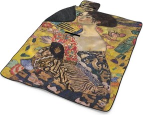 Sablio Plážová deka Dáma s vejárom - Gustav Klimt: 200x140 cm