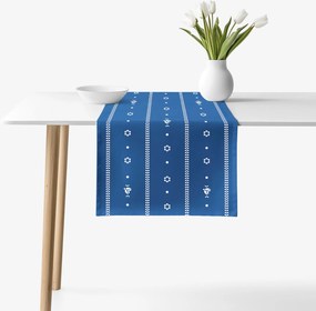 Goldea behúň na stôl 100% bavlnené plátno - na mú dušu na modrej 35x120 cm