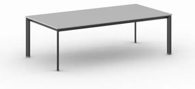 Kancelársky stôl PRIMO INVITATION, čierna podnož, 2400 x 1200 mm, sivá