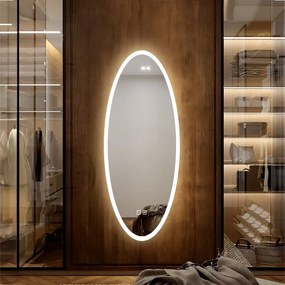 Nástěnné oválné zrcadlo s LED osvětlením DROP 50x120 cm