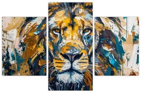 Obraz - Abstraktná olejomaľba s levom (90x60 cm)