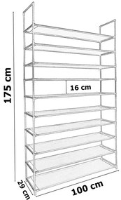 Stojan na topánky Mela - 50 párov -sivý