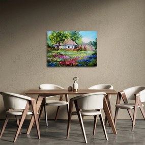 Sklenený obraz - Chalupa (70x50 cm)
