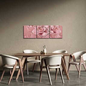 Obraz - Kvetinový dekor (s hodinami) (90x30 cm)