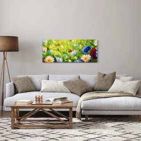 Obraz rozkvitnutej lúky, olejomaľba (120x50 cm)