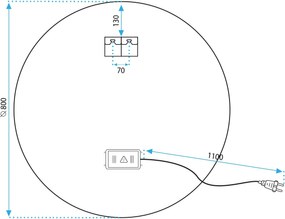 Okrúhle dotykové zrkadlo s jednoduchým LED osvetlením 80 cm