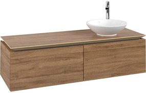 VILLEROY &amp; BOCH Legato závesná skrinka pod umývadlo na dosku (umývadlo vpravo), 2 zásuvky, s LED osvetlením, 1400 x 500 x 380 mm, Oak Kansas, B589L0RH