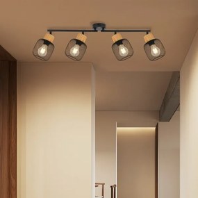 Brilagi - Bodové svietidlo BASKLITE 4xE27/15W/230V kaučukové drevo/čierna