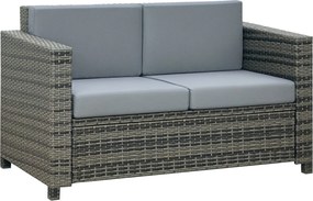 Outsunny Poly-Rattan Pohovka s Vankúšmi pre 2 Osoby - 130 x 70 x 80 cm | Aosom