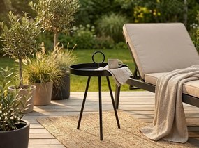 Záhradný odkladací stolík SIRVON kovový 50x70 cm, čierny