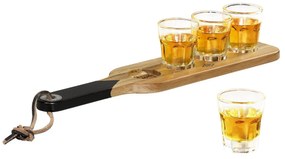 GENTLEMEN'S HARDWARE Servírovacia doštička so sklenenými panákmi Acacia Wood