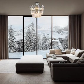 EUlight Luster Aspen I, 1x krištáľové/chrómové kovové tienidlo, (fi 45cm), ch