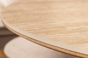 Okrúhly keramický jedálenský stôl Parthenia 120 cm travertín / dub