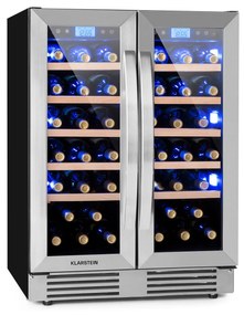 Vinovilla Duo 42, dvojzónová vinotéka, 126 l, 42 fliaš, 3 farebné LED osvetlenie, sklenené dvere