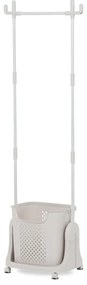 Věšák s košem na prádlo, bílý plast.