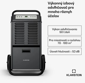 Klarstein DuraDry 50L odvlhčovač vzduchu, 50 l/deň, 50-80 m², nehrdzavejúca oceľ, mobilný, 450 m³/h
