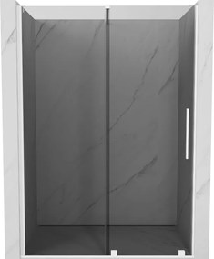 Mexen Velar, posuvné sprchové dvere do otvoru 130 cm, 8mm šedé sklo, biela matná, 871-130-000-41-20