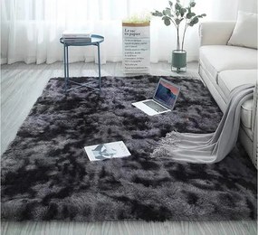 Tmavosivý shaggy koberec s ombre prechodom – obdĺžnikový Rozmer: 80x150 cm
