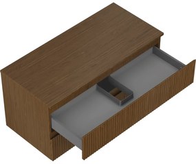 Mexen Rivel, kúpeľňová skrinka 100 cm s hornou časťou, 2 zásuvky, drážkovaná, orech, 91A20-10047-2-BFFC86