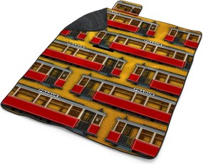 Sablio Plážová deka Pražské historické električky Žltý Pattern: 200x140 cm