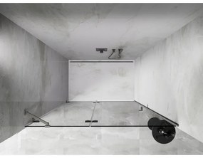 Mexen, Mexen Lunar ľavé výklopné sprchové dvere 130 cm, transparentné, brúsený nikel - 834-130-000-97-00-L