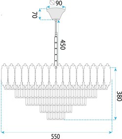 Toolight Toolight, krištáľové závesné svietidlo 60cm, 8xE14, G049-CP, zlatá, OSW-08943