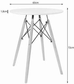 Jedálenská zostava TODI 60cm okrúhly stolový set biely + 2 stoličky LAGO zelené