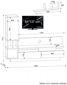 Obývacia stena Como 149 cm biela/hnedá