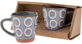 Súprava 2 keramických hrnčekov Krúžky 100 ml, svetlomodrá