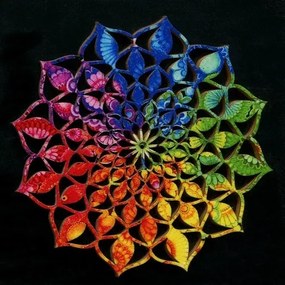 AMADEA Drevená dekorácia mandala dúhová 9cm
