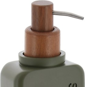 Dávkovač mydla Salva, olivová/s drevenými prvkami, 300 ml