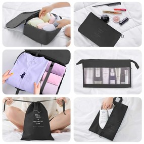 Sada organizérov do kufra, 8-dielna, čierna