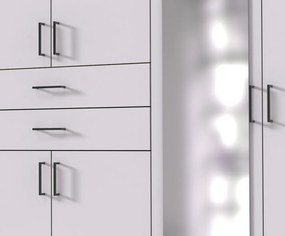 Šatníková skriňa so zrkadlami Düsseldorf, 270 cm, biela