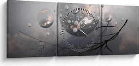 Obraz abstraktných gulí (s hodinami) (90x30 cm)