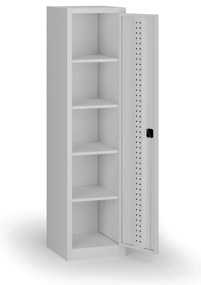Úzka policová dielenská skriňa, 4 police, 1950 × 505 × 500 mm, sivé dvere