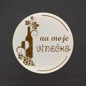 AMADEA Drevený podtácok okrúhly Víno text "na moje vínko", priemer 10,5 cm, český výrobok