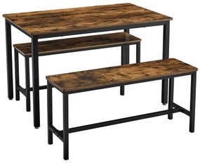 Sada barový stôl a 2 lavice TREVOR hnedá/čierna