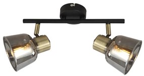 Klausen KL162005 - Bodové svietidlo SMOKY 2xE14/9W/230V čierna/mosadz/šedá KL162005