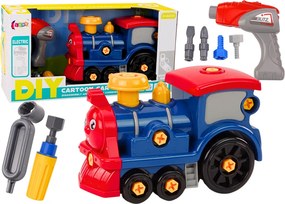 LEAN Toys Lokomotíva na skrutkovanie s motívom z rozprávok – DIY, tmavomodrá