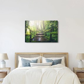 Obraz - drevené schody v lese (90x60 cm)