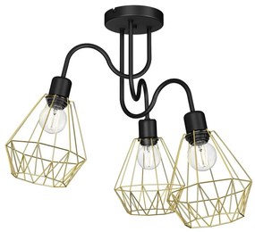 Luminex Prisadený luster BERGEN 3xE27/60W/230V čierna/zlatá LU0315