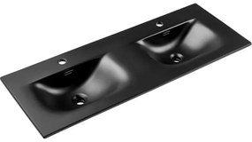 Závěsná skříňka Ocean Sky se zápustnými umyvadly 120 cm černá/dub olejovaný